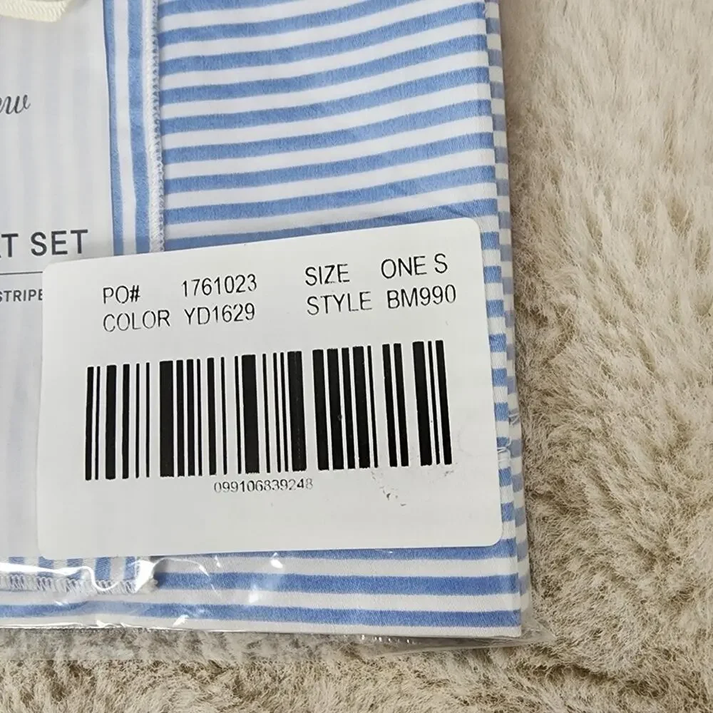 J. Crew Home Blue White Seersucker Striped Placemats Set of 4 Cotton NWT BM990